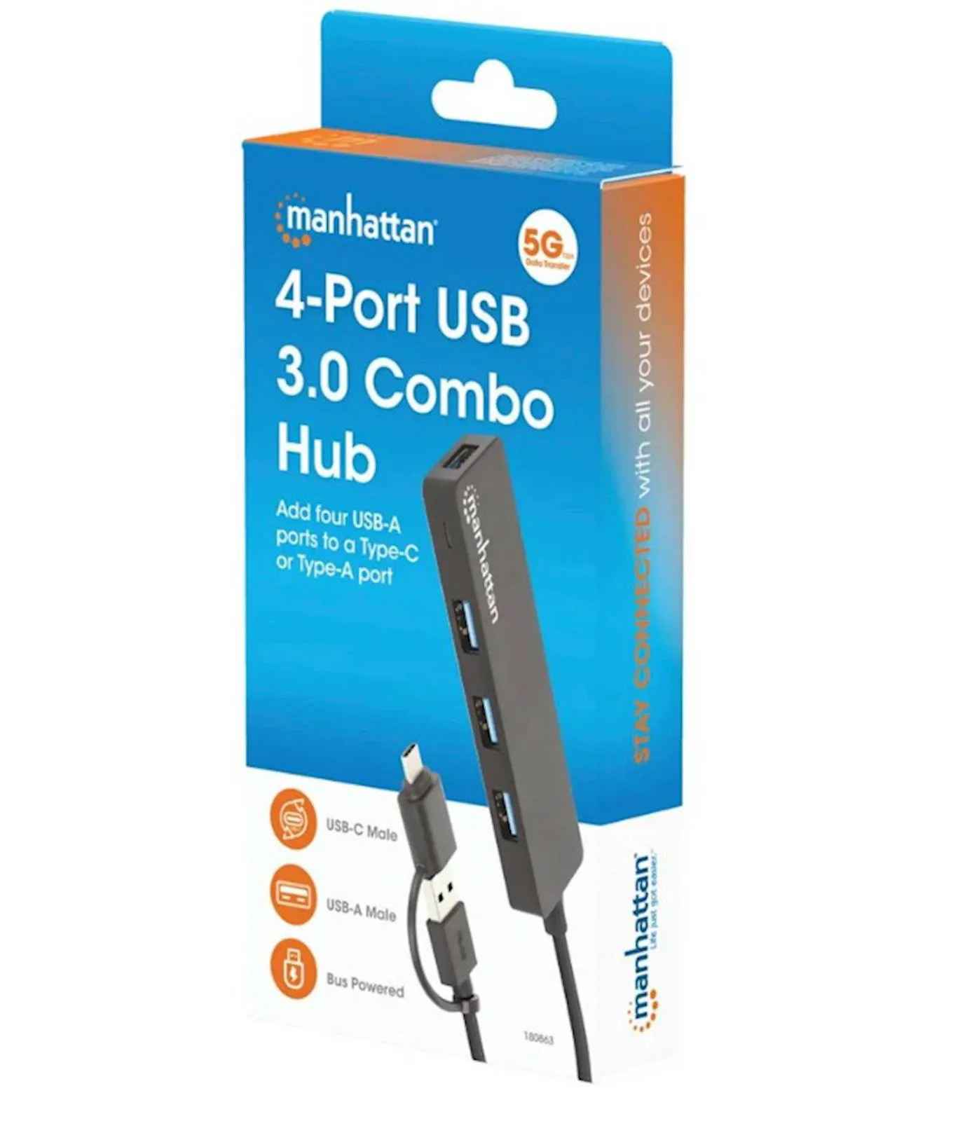 Hub MANHATTAN s 4 USB 3.0 Type-C/Type-A priključka - slika 2