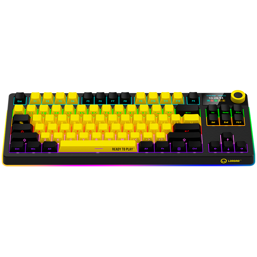 LORGAR KBP70TKLW, Wireless TKL Mechanical Gaming Keyboard Pro, Black/yellow, EN layout - slika 3