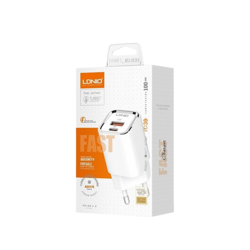 Kucni punjac LDNIO A2317C PD + QC3.0 30W (USB-A + USB-C) kabal USB-C - type C