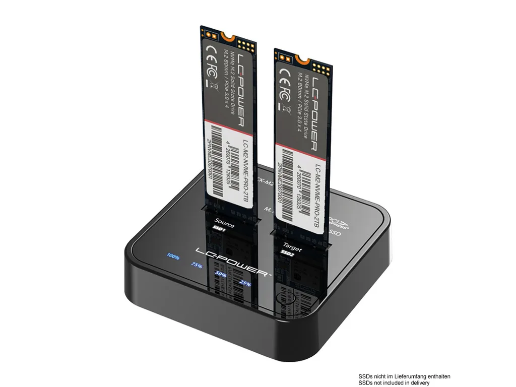 LC-Power Docking station NVMEM.2 SSD, USB-C port, 2x SSD-a,Transfer rate do 10 Gb/s - slika 3