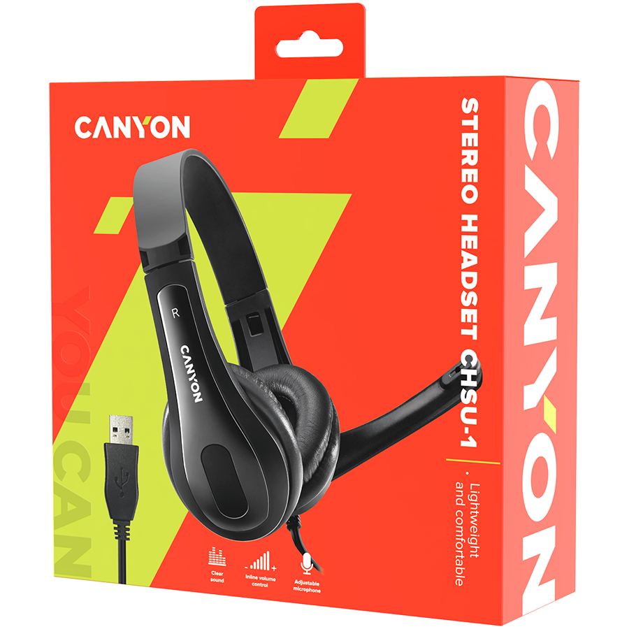 CANYON PC headset CHSU-1 PC Mic USB 2m Black - slika 5
