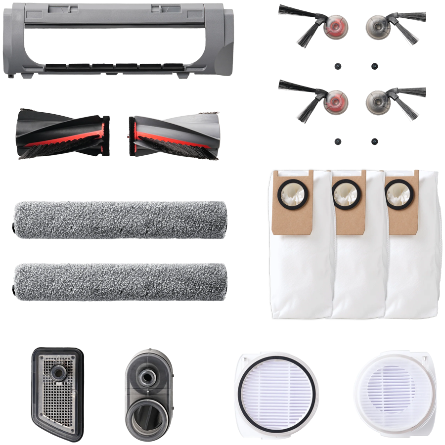 Anker, Eufy S2 Accessories Package, 2 Pairs of Side Brushes, 2 Filter Sets, 1 Roller Brush, 1 Brush Guard, Water Tank Filter, Dust Bag, Brush Guard