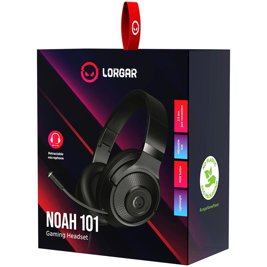 LORGAR Noah 101, Gaming headset with microphone, 3.5mm jack connection, cable length 2m, foldable design, PU leather ear pads, size: 185*195*80mm, 0.245kg, black - slika 7