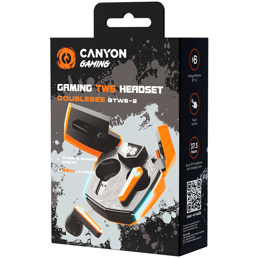 CANYON headset Doublebee GTWS-2 Gaming Orange - slika 6