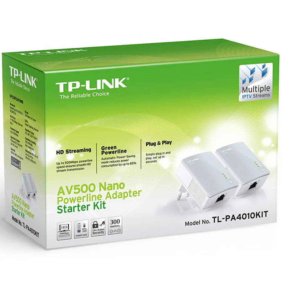AV600 Powerline Starter Kit, Qualcomm, 1 Fast Port,600Mbps Powerline,Ultra Compact Size, HomePlug AV, Green Powerline, Plug and Play,Pair Button, New PLC Utility,Twin Pack - slika 2
