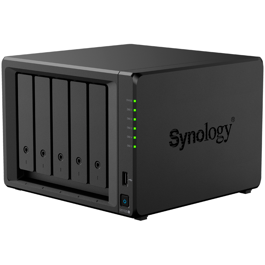 Synology DiskStation DS1525+ Tower, 5-Bays 3.5'' SATA HDD/SSD, 2 x M.2 2280 NVMe SSD slot, CPU AMD Ryzen V1500B 4-core 2.2 GHz, 8 GB DDR4 ECC SODIMM, 2x RJ-45 2.5 GbE LAN Port; 2x USB 3.2; 1 xUSB Type - slika 3