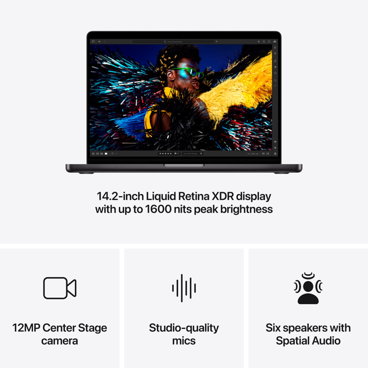 MacBook Pro 14-inch,Space Black,Model A3401,APPLE M4 PRO, 12C CPU, 16C GPU,24GB unified memory,70W USB-C Power Adapter,512GB SSD storage,3x TB5, HDMI, SDXC, MagSafe 3,Touch ID,XDR display,Standard dis - slika 8