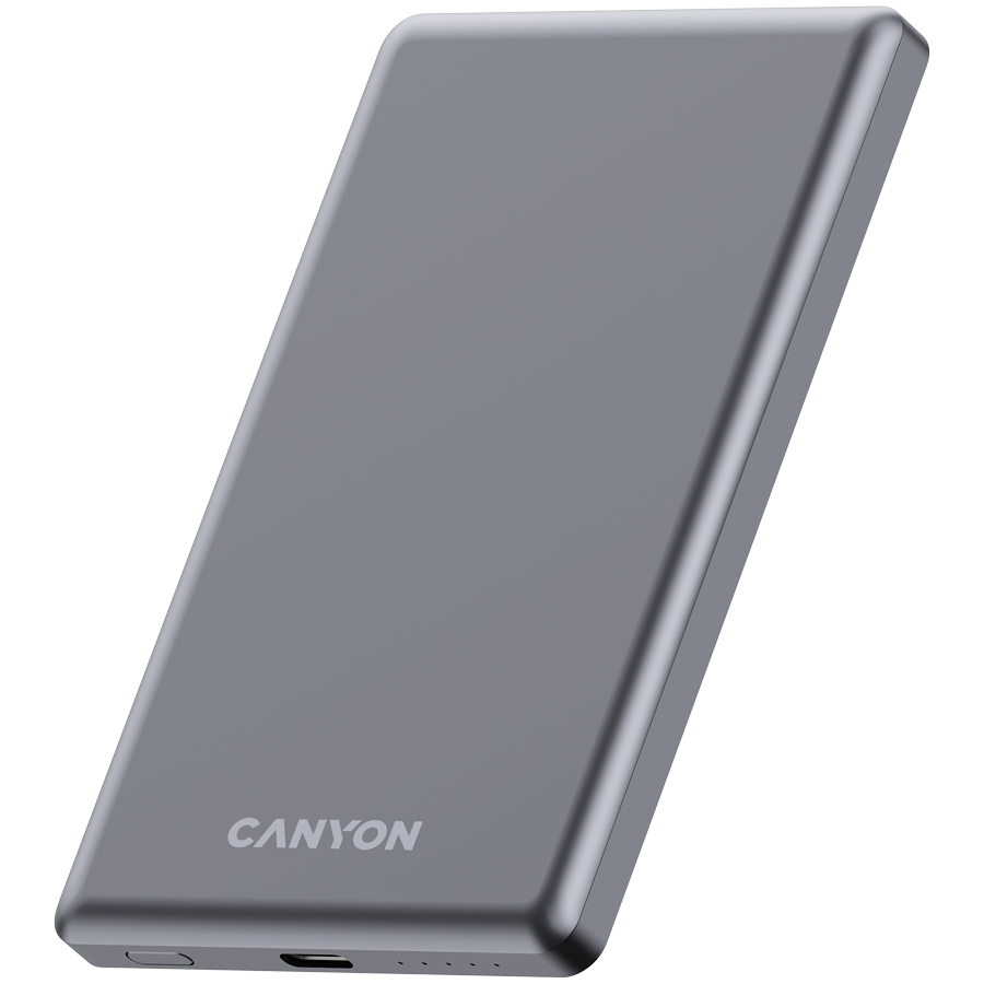 CANYON power bank OnPower 505 slim Magnetic 5000 mAh PD20W Tamno sivi - slika 2