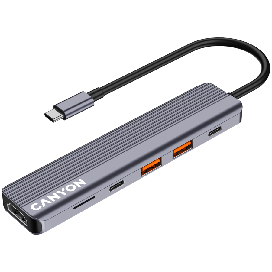 CANYON hub DS-17 6in1 4k USB-C Grey - slika 3