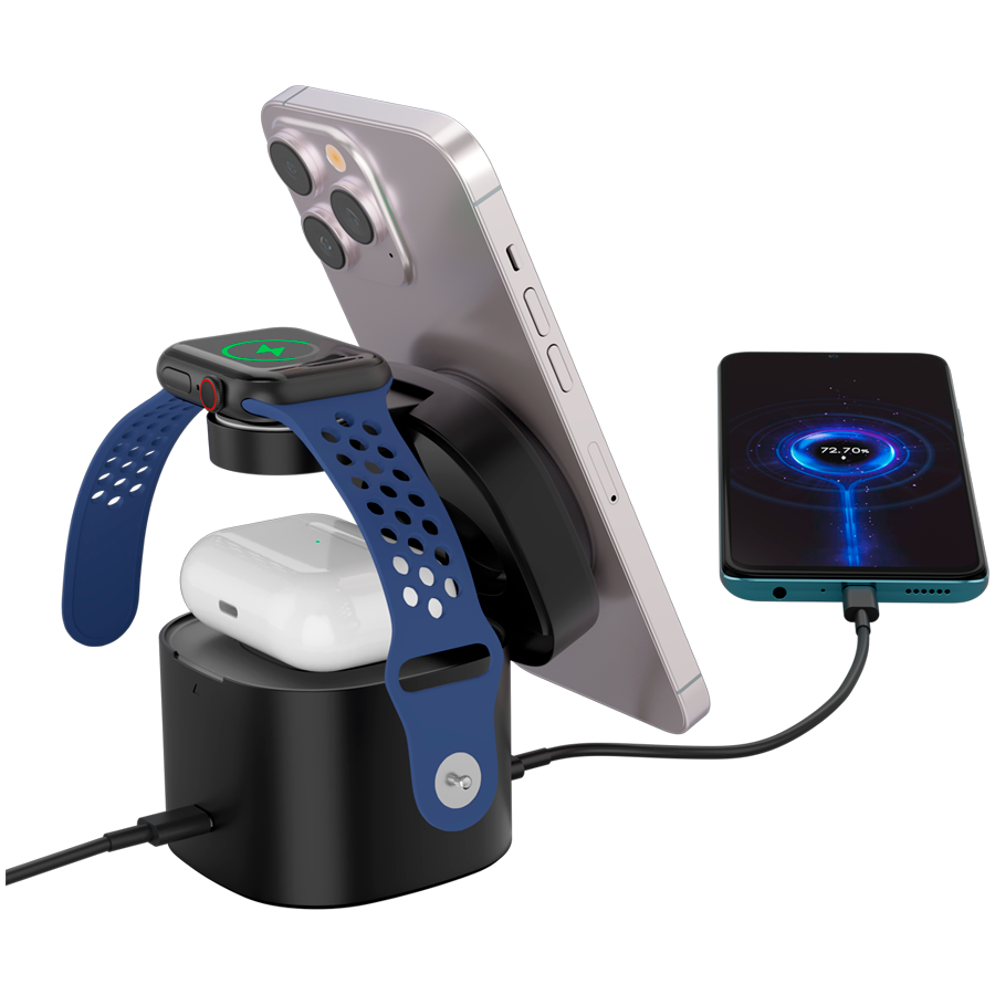 Canyon 4 in 1 Wireless Charging Stand, 30W max, Size: 70x70x70.3mm, weight: 414g, with 65W charger and 1M cable, black - slika 4