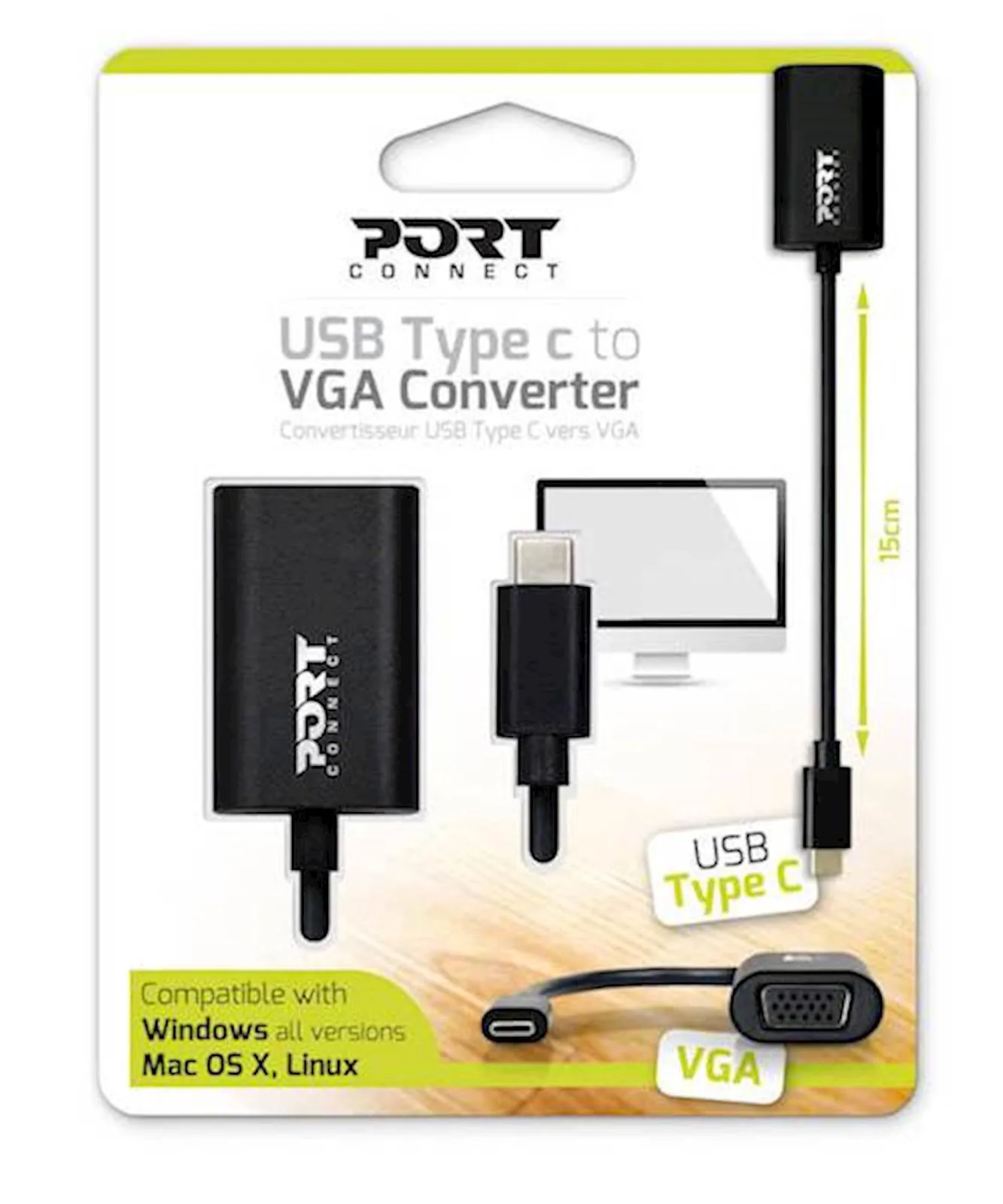 Adapter PORT USB-C u VGA, rezolucija: 1920 x 1200 ili 1080p - slika 2
