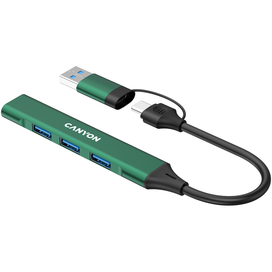CANYON hub DS-02 4in1 USB-A/C Green - slika 5
