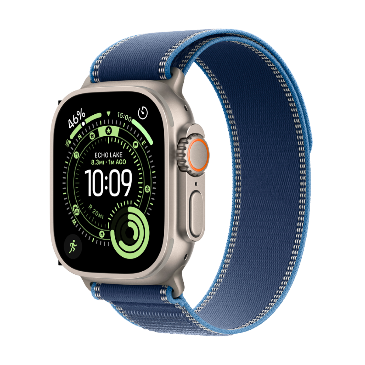 Apple Watch Ultra 3 Cellular 49mm Natural Titanium Case with Blue/Bright Blue Trail Loop - M/L - slika 5
