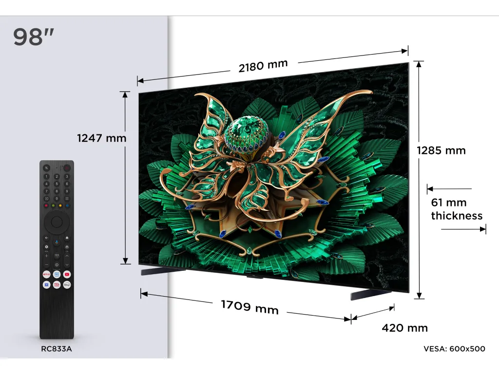 TCL 98"C7K 4K QD-Mini LED TV144Hz Google TV; Game Master;Audio BANG & OLUFSEN; HDR Premium; - slika 5