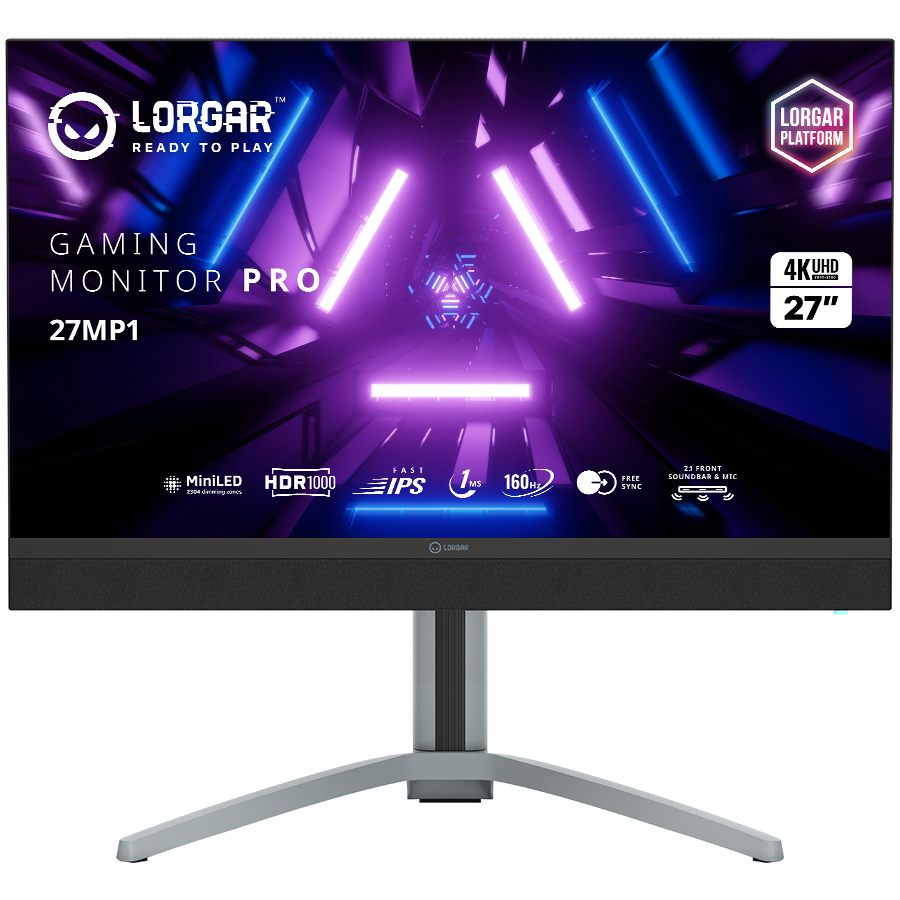 LORGAR 27MP1, UHD MiniLED Gaming Monitor Pro, 27'' (3840*2160) fast IPS flat monitor, black/milky grey