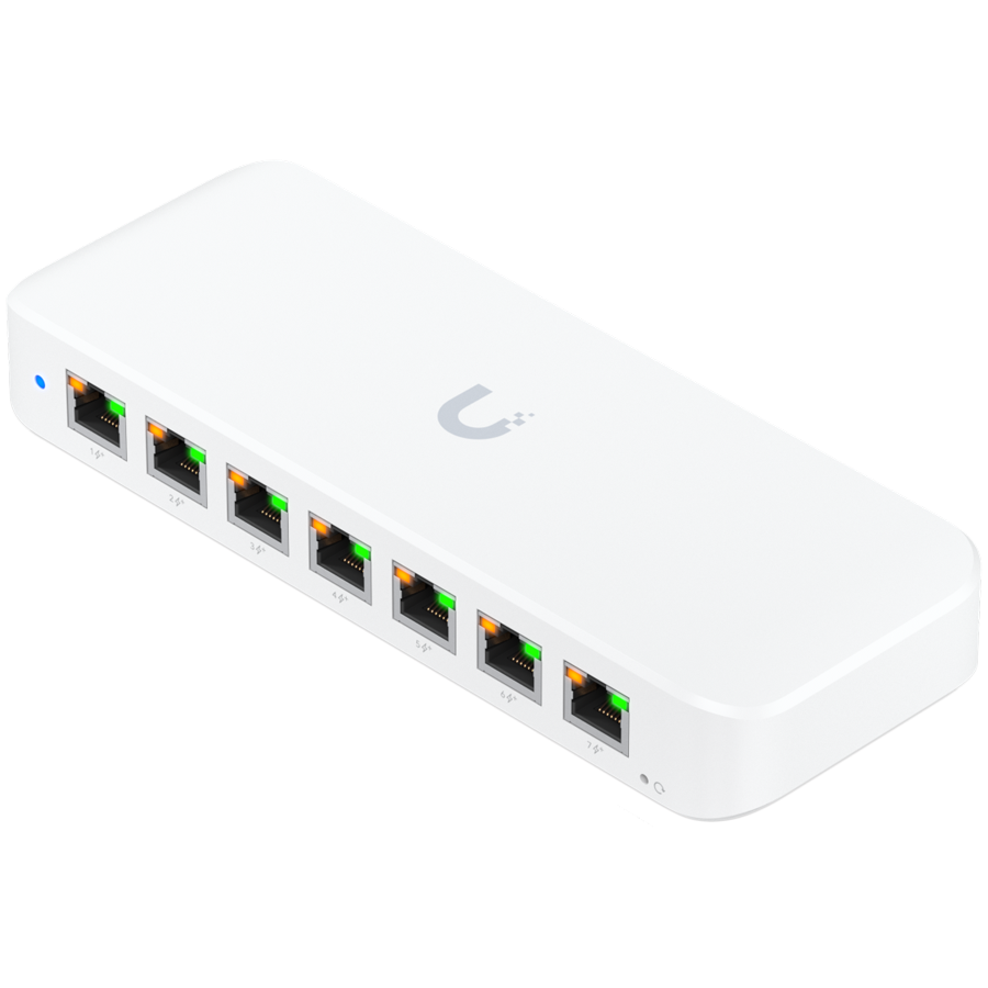 Ubiquiti USW-Ultra-210W-EU compact, Layer 2, 8-port GbE PoE switch with versatile mounting options, 7x GbE PoE+ output ports, GbE port with optional PoE++ input, 202W PoE availability with the include - slika 3
