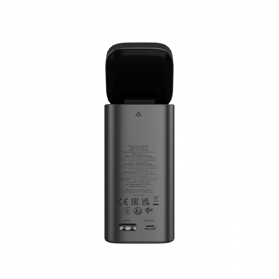 CANYON Qi2 magnetic power bank OnPower 150 15000mAh Aluminium Dark grey - slika 6
