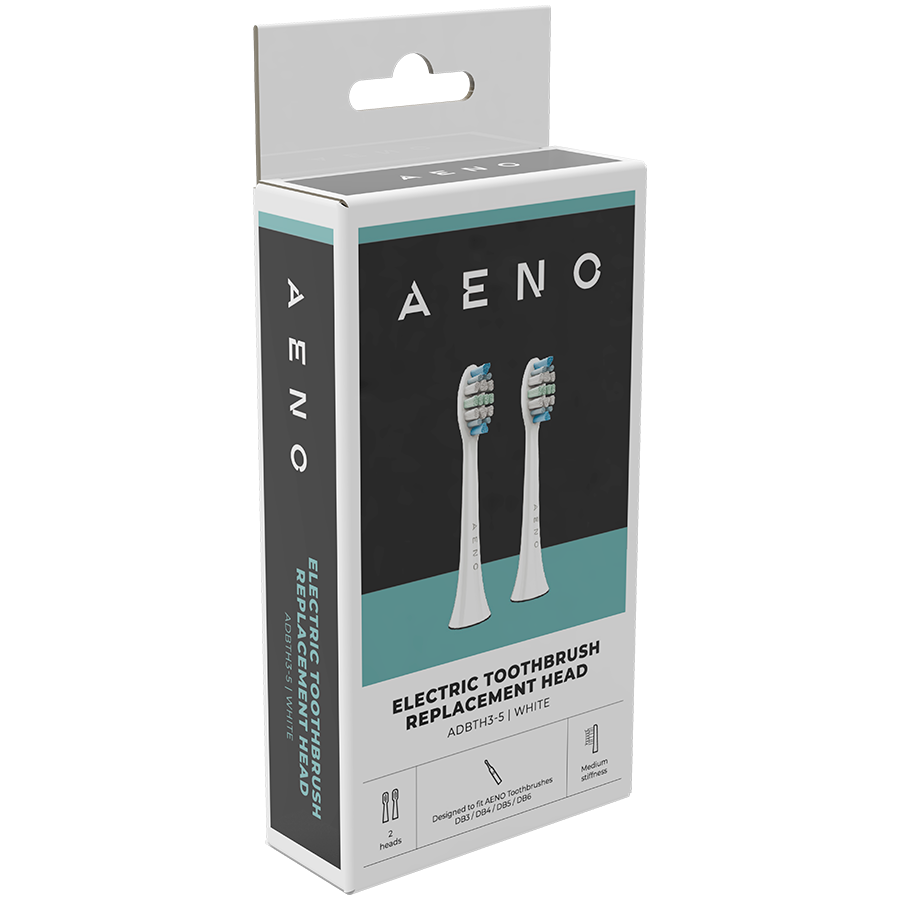 AENO Replacement toothbrush heads, White, Dupont bristles, 2pcs in set (for ADB0003/ADB0005 and ADB0004/ADB0006) - slika 4