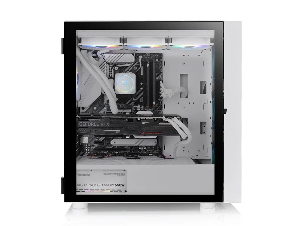 Thermaltake H570 TG ARGB Snow Mid tower, tempered glass, 3x 120mm ARGB Lite fan - slika 3