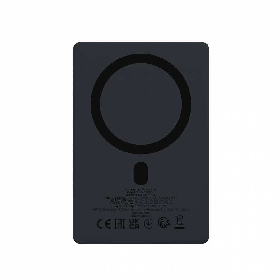 CANYON magnetic power bank OnPower 511 PD20W 10000mAh Aluminium Interstellar Crni - slika 4