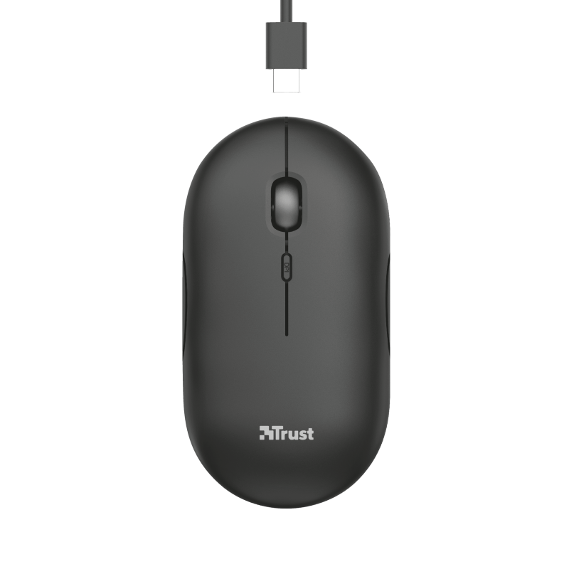 Trust Puck wireless punjivimiš, ultra-thin, silent,800-1600 dpi, obje ruke, 4 tipke, crni