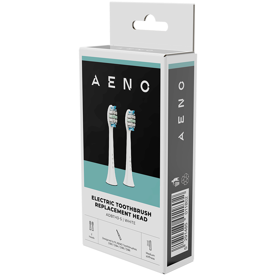AENO Replacement toothbrush heads, White, Dupont bristles, 2pcs in set (for ADB0003/ADB0005 and ADB0004/ADB0006) - slika 3