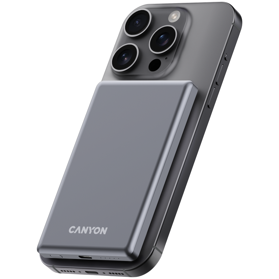 CANYON power bank OnPower 505 slim Magnetic 5000 mAh PD20W Tamno sivi - slika 6