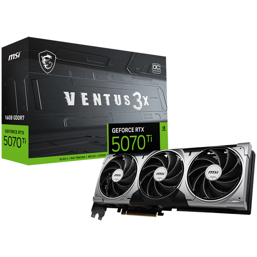 MSI Ventus GeForce RTX 5070 Ti 16GB GDDR7 PCI Express 5.0 Graphics Card RTX 5070 TI 16G VENTUS 3X OC