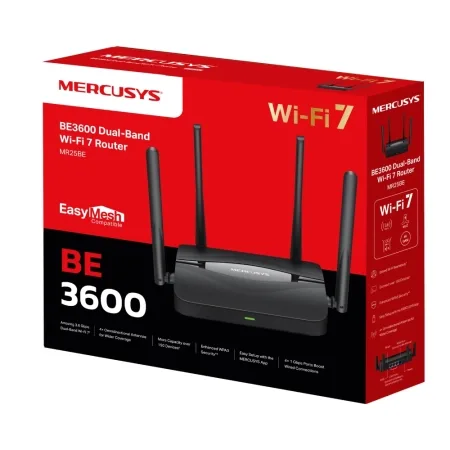 Mercusys MR25BE BE3600 Dual Band Wi-Fi 7 Router, 688 Mbps at 2.4 GHz + 2880 Mbps at 5 GHz,  4x Ext. Antennas,  3x G LAN Ports, 1x G WAN Port, MLO, 4096-QAM, OFDMA, HE160, MERCUSYS App, Router/Access P - slika 4
