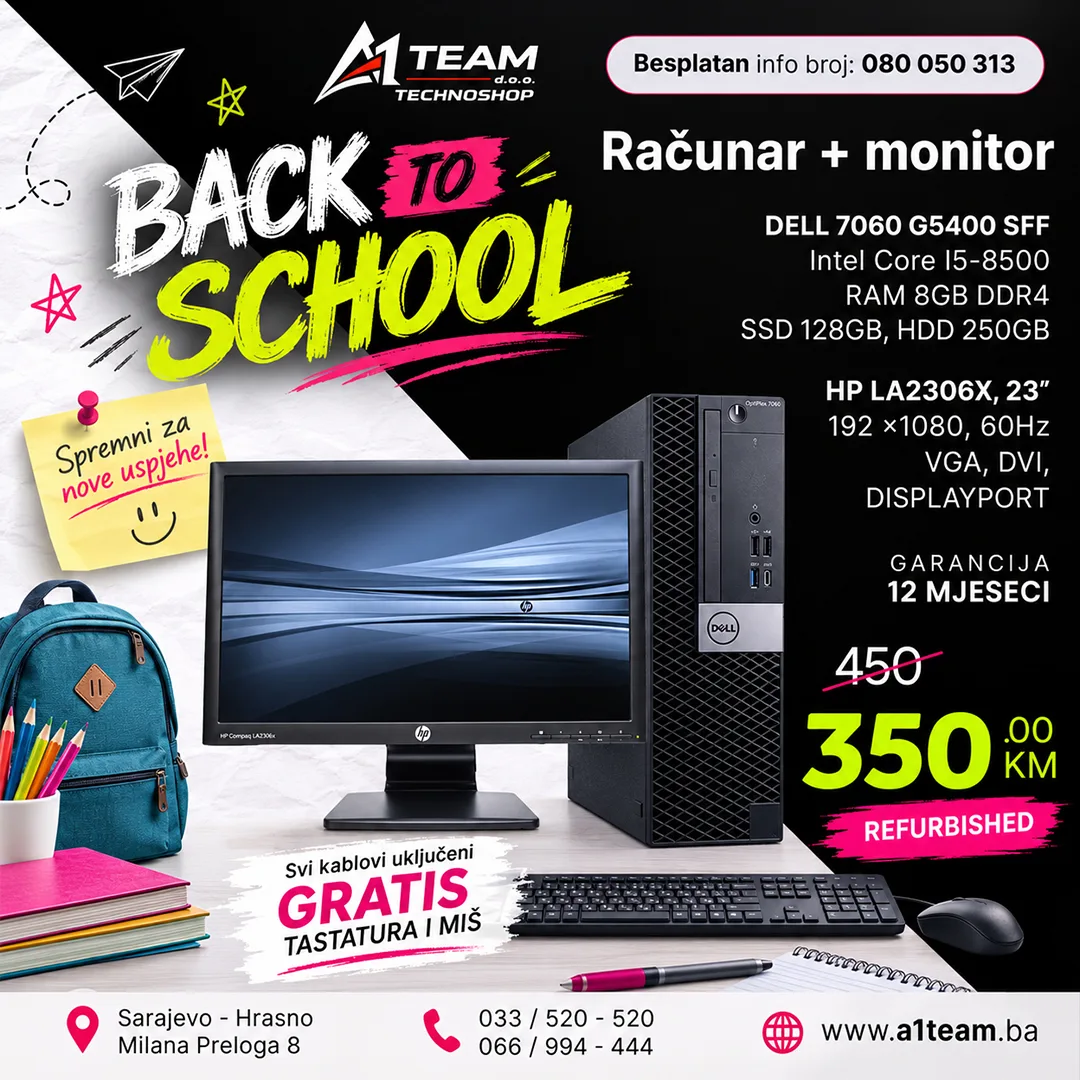 BACK TO SCHOOL SET RACUNAR + MONITOR