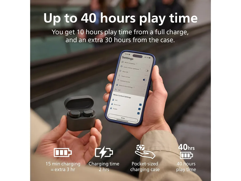 Philips TAT5000BK BT slusalDetaljan prirodni zvuk; 6 mikrNoise Canceling Pro; 4oh baterija - slika 5