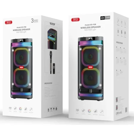 XO Bluetooth Speaker + Karaoke MIC F58 RGB Black 40W - slika 2