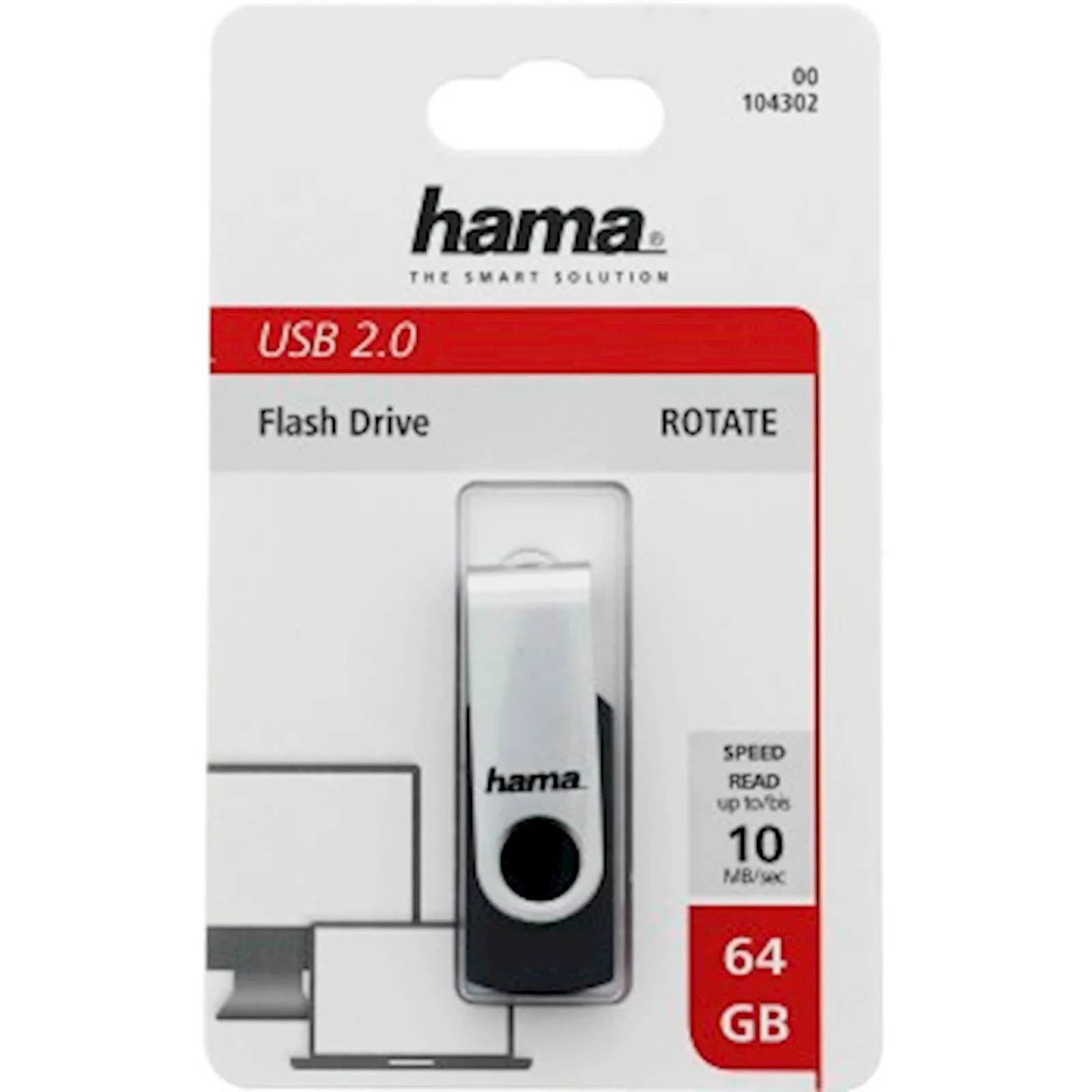 USB HAMA ROTATE 2.0 64GB, 10MB/s, black/silver - slika 2