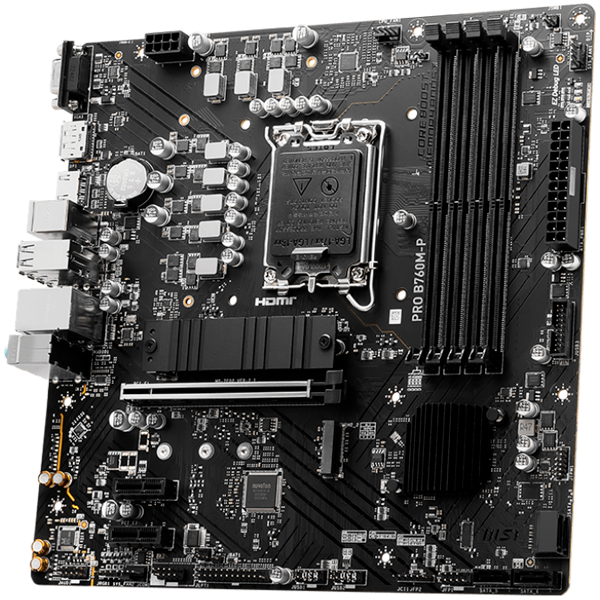 MSI PRO B760M-P Motherboard, Micro-ATX - Supports 14th/13th/12th Gen Intel Core Processors, LGA 1700 - DDR5 Memory Boost 6800+MHz/OC, PCIe 4.0 x16 Slot, M.2 Gen4 Slots - slika 3