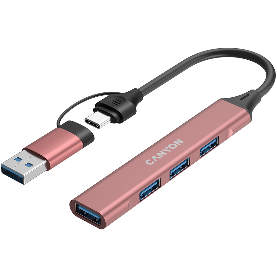 CANYON hub DS-02 4in1 USB-A/C Pink - slika 3