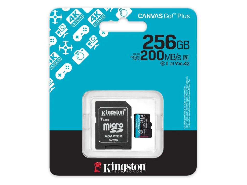 Kingston microSD 256GBCanvasGoPlus, Gen4r/w:200MB/s/160MB/s,with adapter - slika 2