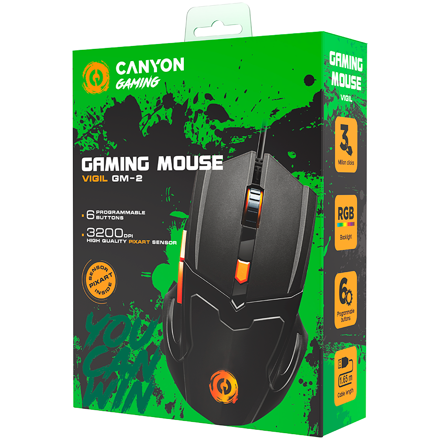 CANYON mouse Vigil GM-2 RGB 6buttons Wired Black - slika 6