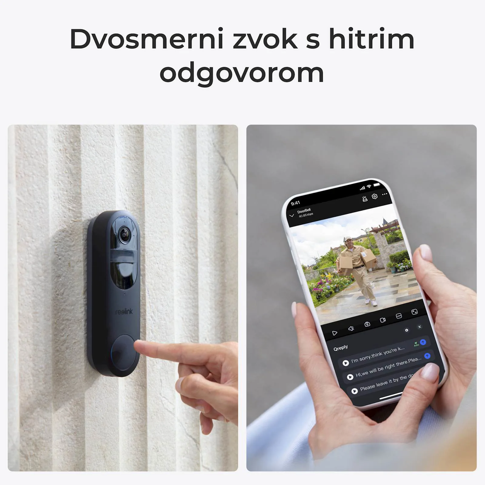 Reolink smart doorbell D340B+ zvono, 2K, Baterijska, PIR, IP65 - slika 5