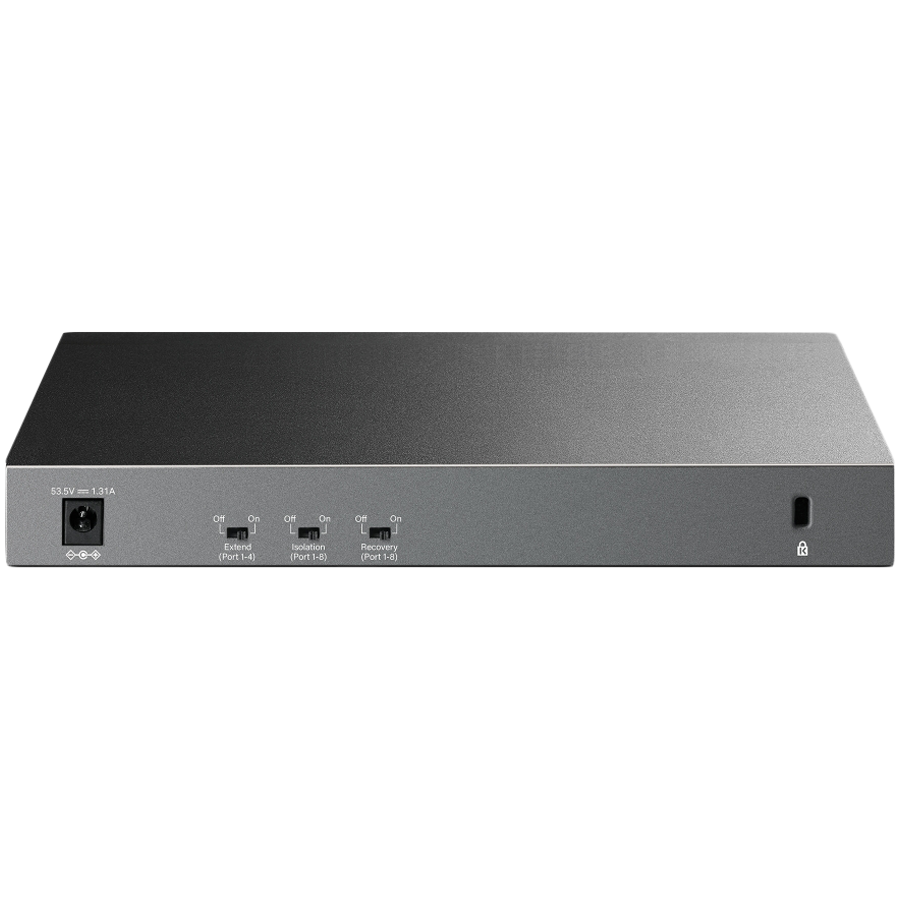 TP-Link LS1210GP 10-Port Gigabit Desktop Switch with 8-Port PoE+, 8× Gigabit PoE+ Ports, 1x Gigabit Non-PoE Port, 1× Gigabit SFP Slot, 61 W PoE Power, Desktop Steel Case, Extend Mode for 250m PoE Tran - slika 2