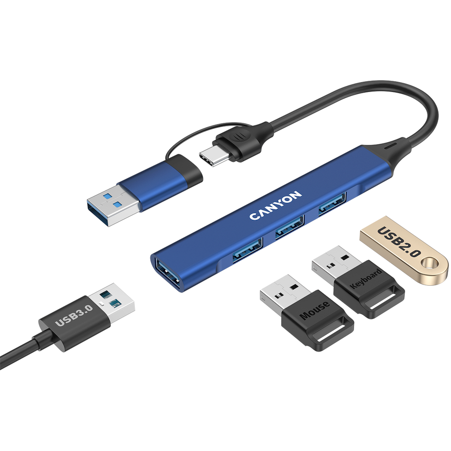 CANYON hub DS-02 4in1 USB-A/C Blue - slika 4