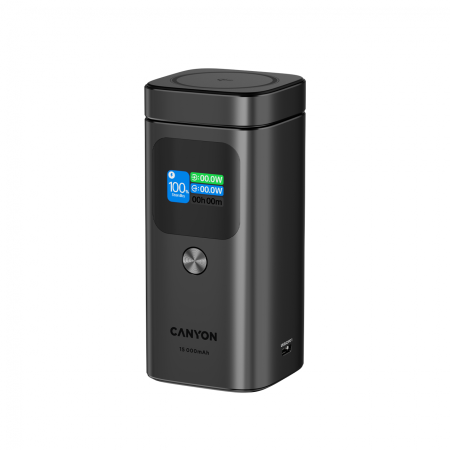 CANYON Qi2 magnetic power bank OnPower 150 15000mAh Aluminium Dark grey - slika 2