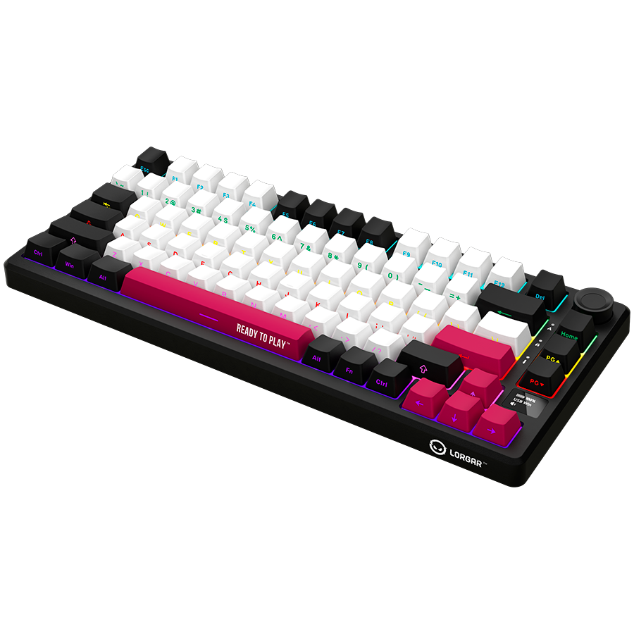 LORGAR KBP7075W, Wireless 75% Mechanical Gaming Keyboard Pro, Black/red, EN layout - slika 2