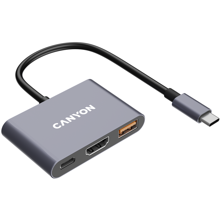 CANYON hub DS-4 3in1 USB-C Grey - slika 4