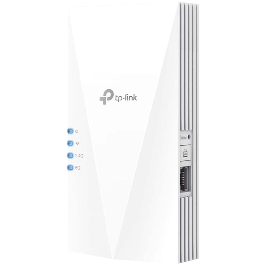TP Link AX1800 Wi-Fi 6 Range Extender, 2.4GHz and 5GHz, 1 Gigabit Ethernet Port, 574 Mbps at 2.4GHz, 1201 Mbps at 5GHz, WPS Button, Reset Button, 2 Internal Antennas