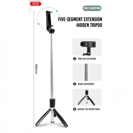 XO Bluetooth Tripod/Selfiestick SS08 with remote - slika 7