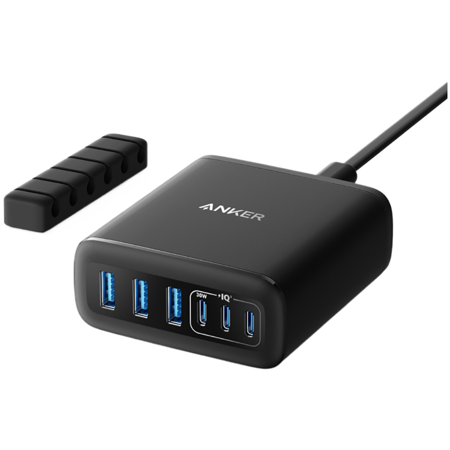 Anker Charger (112W, 6 Ports, GaN) Black