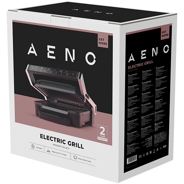 AENO Electric Grill EG3: 2000W, 7 automatic programs +Manual mode, 4 Degrees of Roast, Color indication,  Removable plates Plate size 292*230mm - slika 3