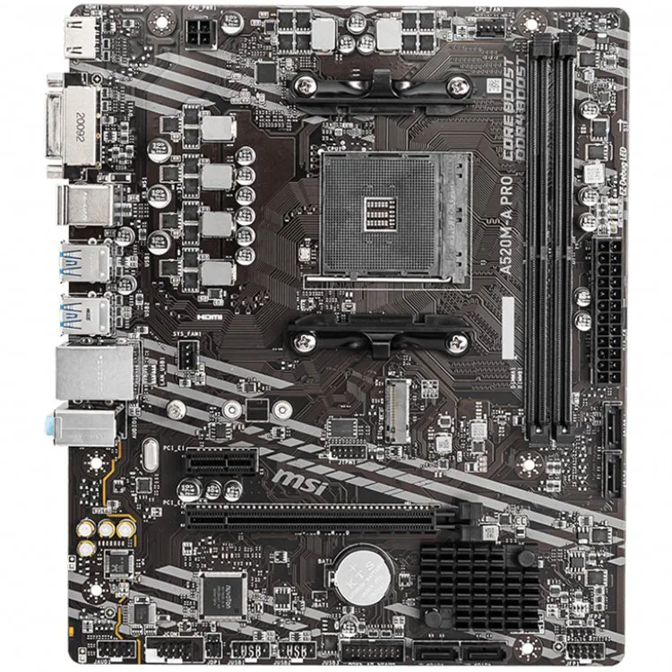 MSI Main Board Desktop A520M-A PRO (A520, AM4, 2xDDR4, 1x PCI-E 3.0 x16 slot,1x M.2 slot,4x USB 3.2 Gen1,2x USB 2.0,1x HDMI,1x DVI-D,Gigabit LAN,7.1 HD Audio, mATX, Retail) - slika 2