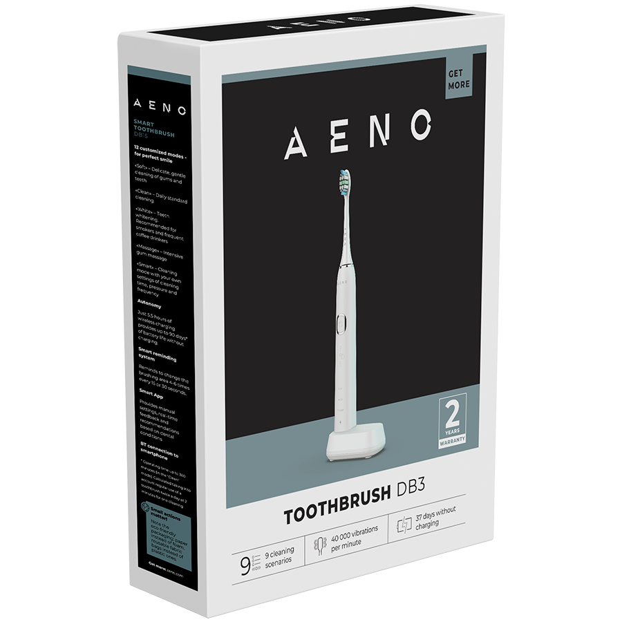 AENO Sonic Electric Toothbrush, DB3: White, 9 scenarios, with 3D touch, wireless charging, 46000rpm, 40 days without charging, IPX7 - slika 8