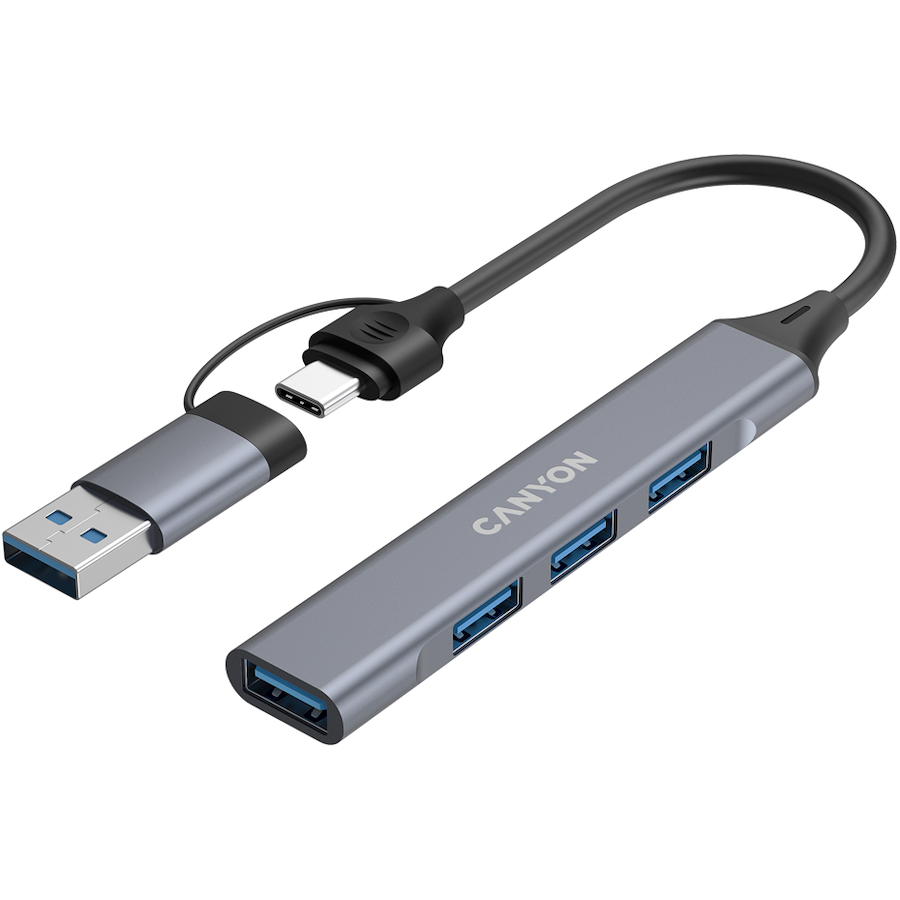 CANYON hub DS-02 4in1 USB-A/C Grey - slika 3